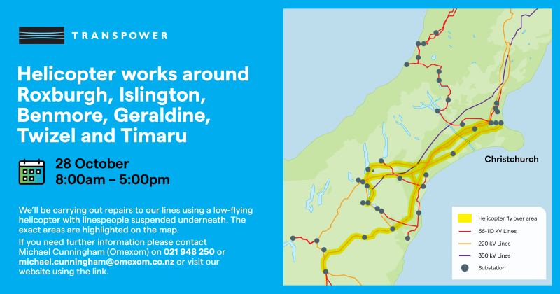 Map image showing the outage area and details of the outage