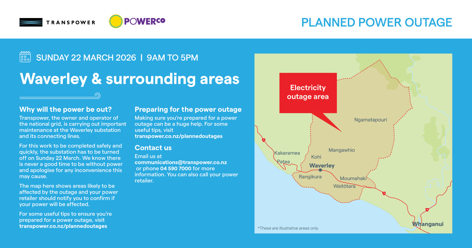 Outage notice for Waverley substation on 22 March. 