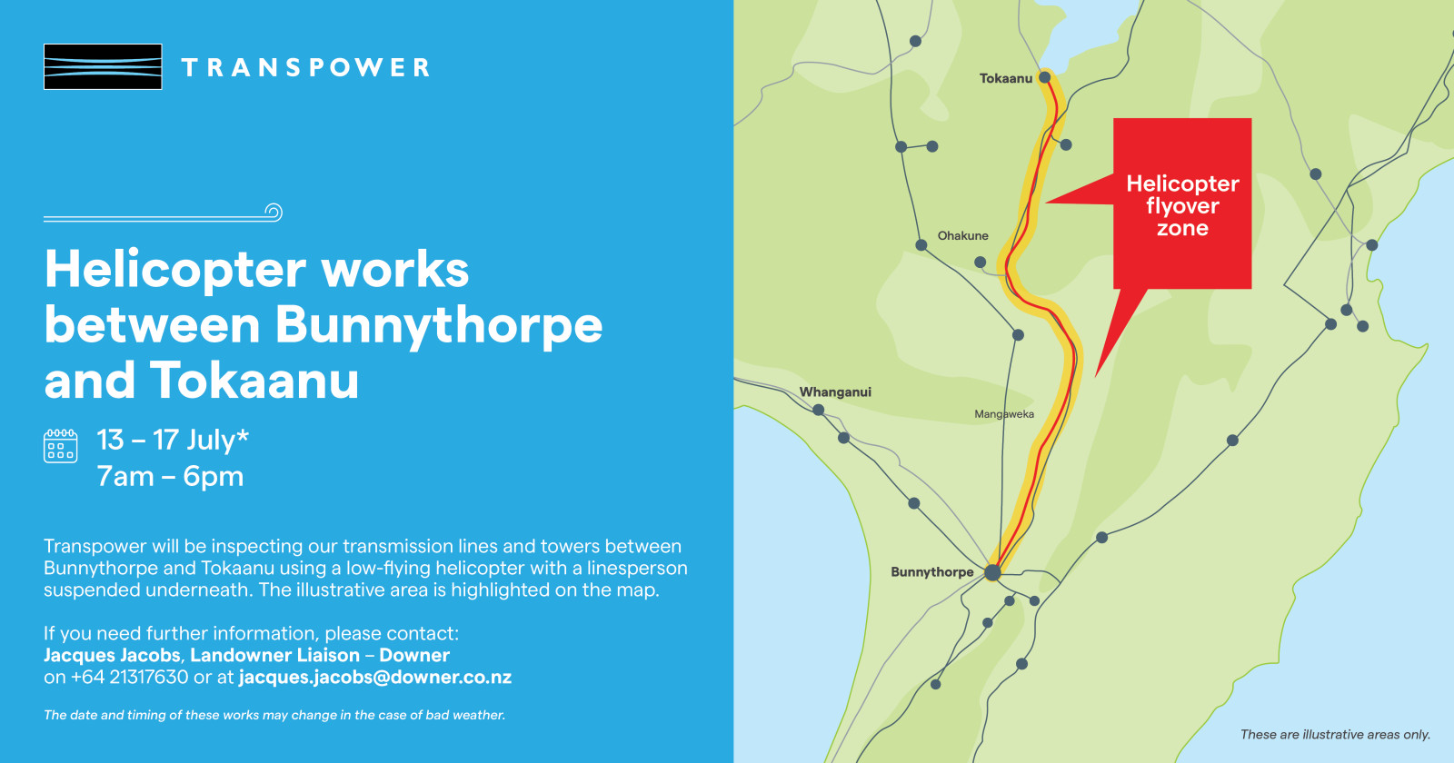 Image of where a helicopter will be flying for maintenance between Tokaanu and Bunnythorpe