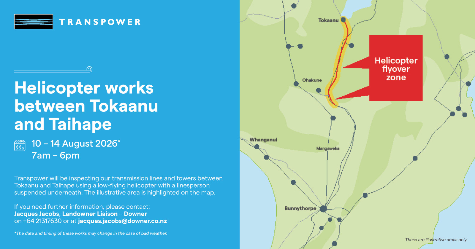 Helicotper works between Tokaanu and Taihape