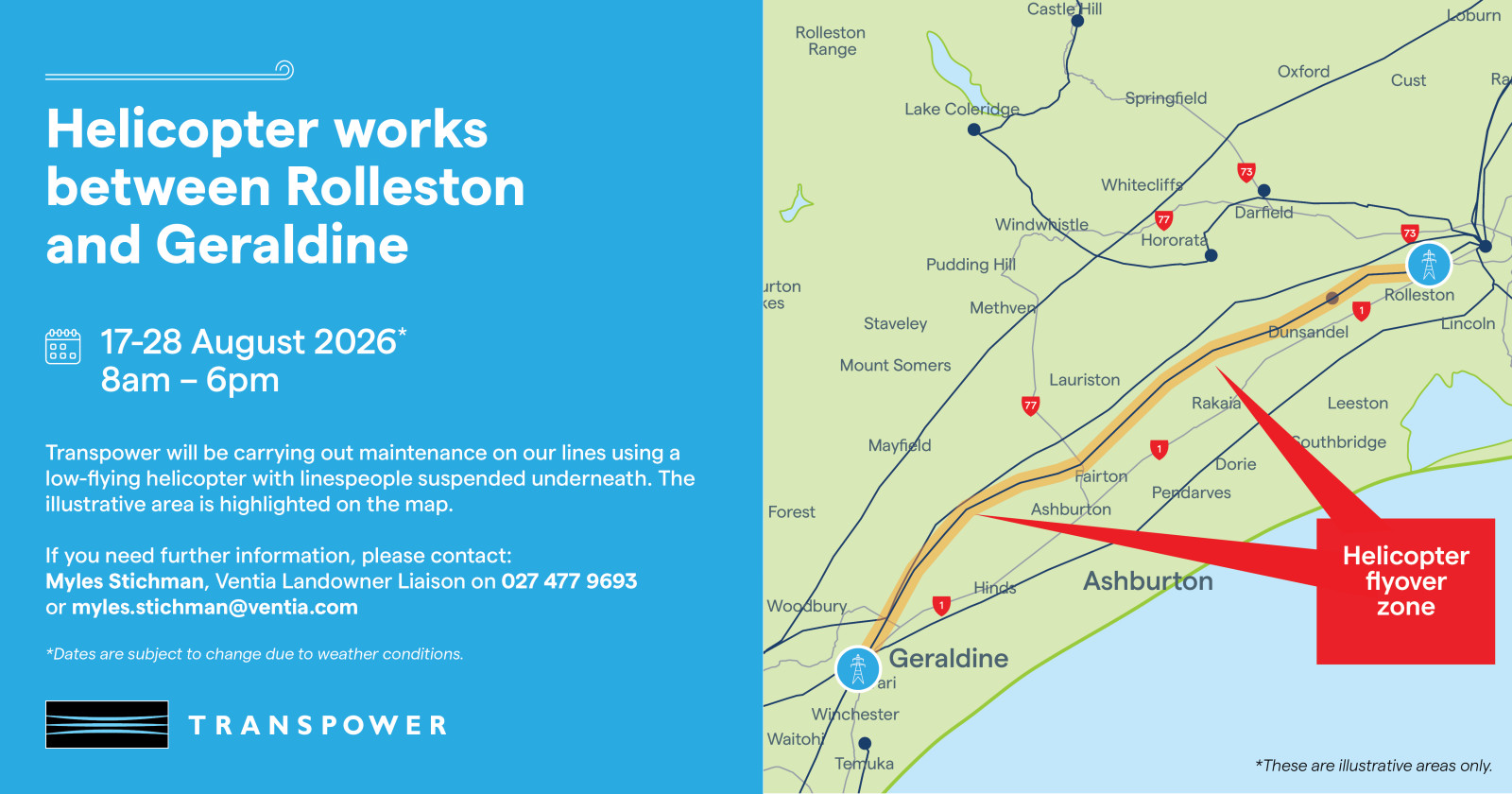 Helicopter works between Rolleston and Geraldine
