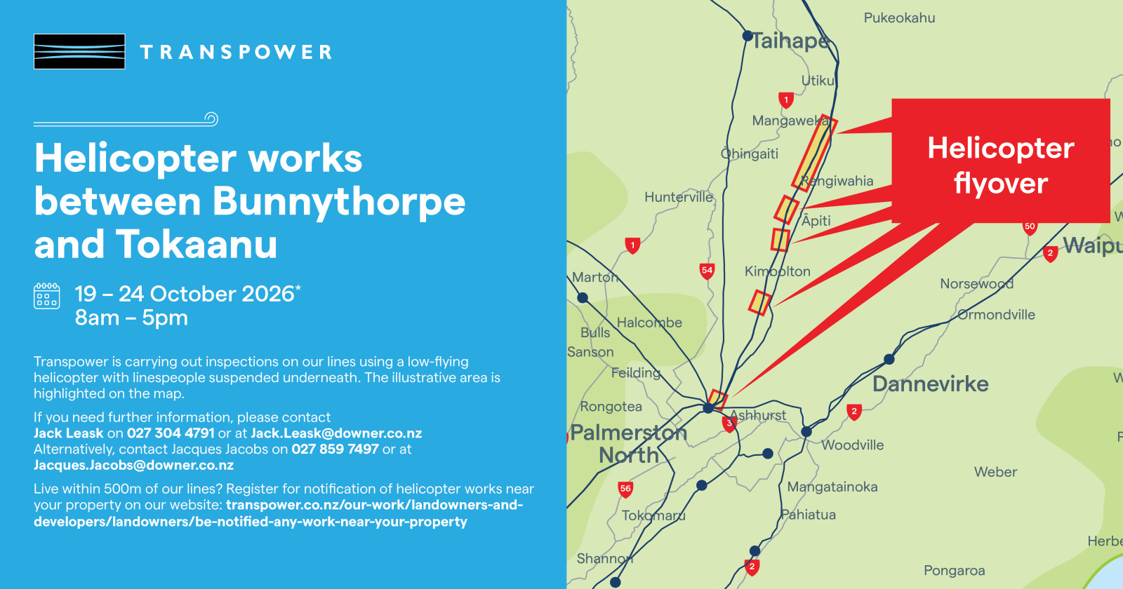 Helicopter works between Bunnythorpe and Tokaanu