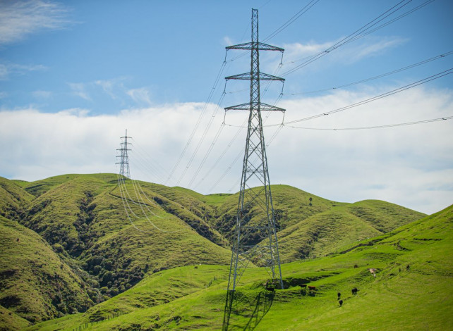 Transmission towers in a rural setting