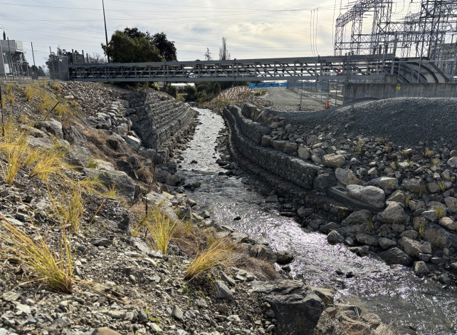 Image of a stream running through a substation.