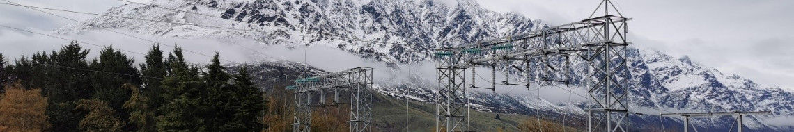 Picture of Frankton substation with Remarkables Range in background